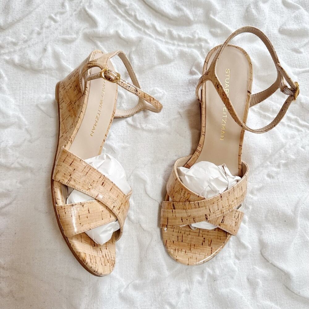 Stuart Weitzman Dayna Ankle Strap Wedge Sandal Size 9.5 - Picture 4 of 9